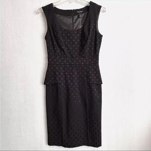 White House Black Market Black Polka Dot Embossed Peplum Dress 16